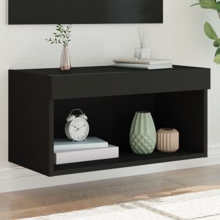  Szafka pod TV, z oświetleniem LED, czarna, 60x30x30 cm