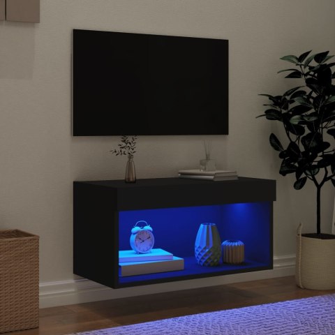  Szafka pod TV, z oświetleniem LED, czarna, 60x30x30 cm