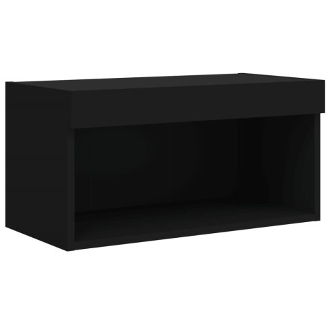  Szafka pod TV, z oświetleniem LED, czarna, 60x30x30 cm