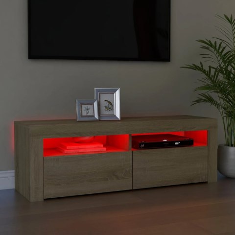  Szafka pod TV z oświetleniem LED, dąb sonoma, 120x35x40 cm