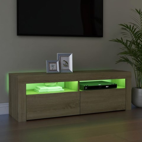  Szafka pod TV z oświetleniem LED, dąb sonoma, 120x35x40 cm