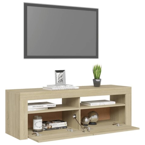  Szafka pod TV z oświetleniem LED, dąb sonoma, 120x35x40 cm