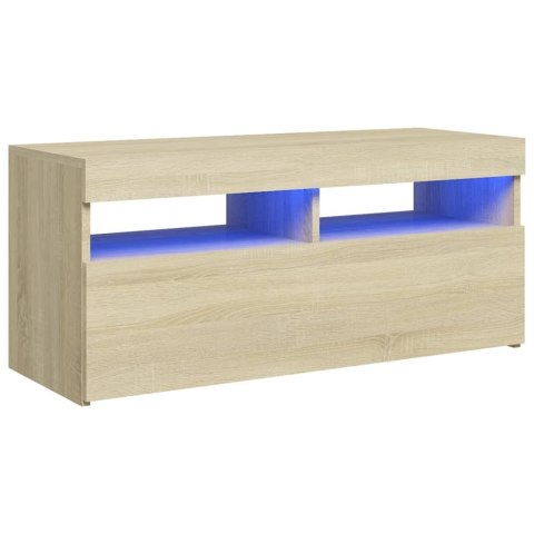  Szafka pod TV z oświetleniem LED, dąb sonoma, 90x35x40 cm