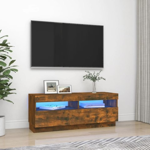  Szafka pod TV z oświetleniem LED, przydymiony dąb, 100x35x40 cm