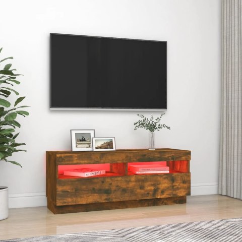  Szafka pod TV z oświetleniem LED, przydymiony dąb, 100x35x40 cm