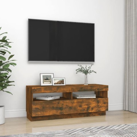  Szafka pod TV z oświetleniem LED, przydymiony dąb, 100x35x40 cm