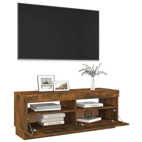  Szafka pod TV z oświetleniem LED, przydymiony dąb, 100x35x40 cm