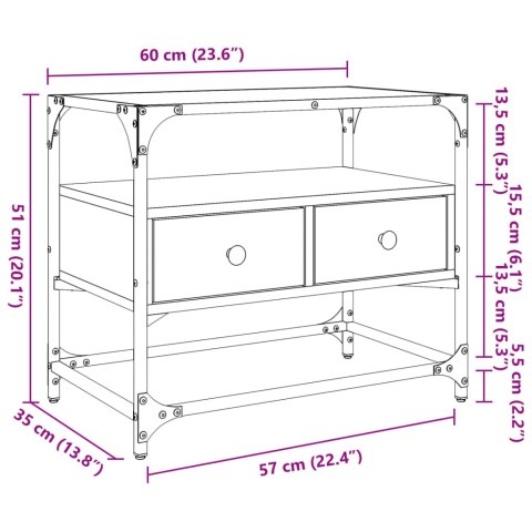  Szafka pod TV ze szklanym blatem, czarna, 60x35x51 cm