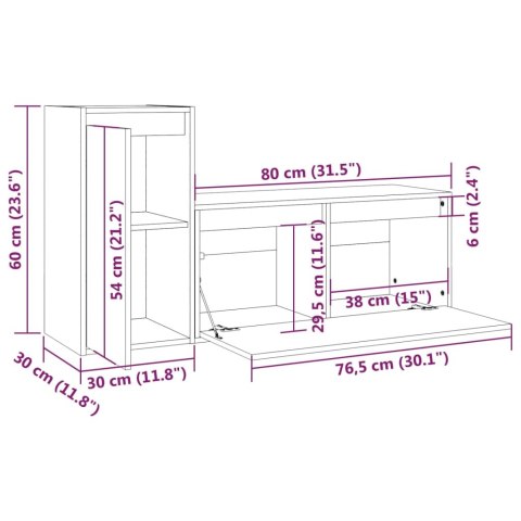  Szafki pod TV, 2 szt., lite drewno sosnowe