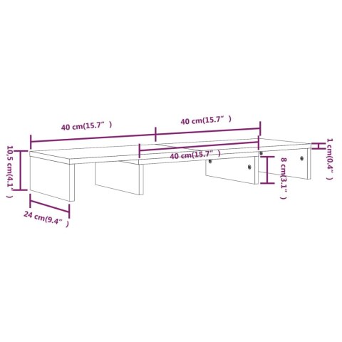  Podstawka na monitor, biała, 80x24x10,5 cm, lite drewno sosnowe