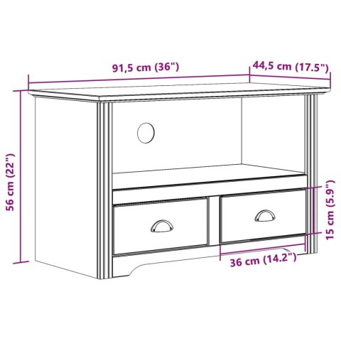  Szafka pod TV BODO, 2 szuflady, brązowa, 91,5x44,5x56cm sosnowa