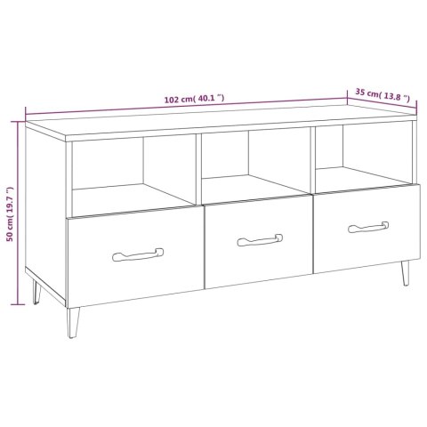  Szafka pod TV, biała, 102x35x50 cm, materiał drewnopochodny