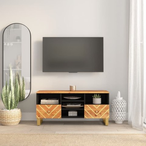  Szafka pod TV, brązowo-czarna 100x33,5x46 cm, lite drewno mango