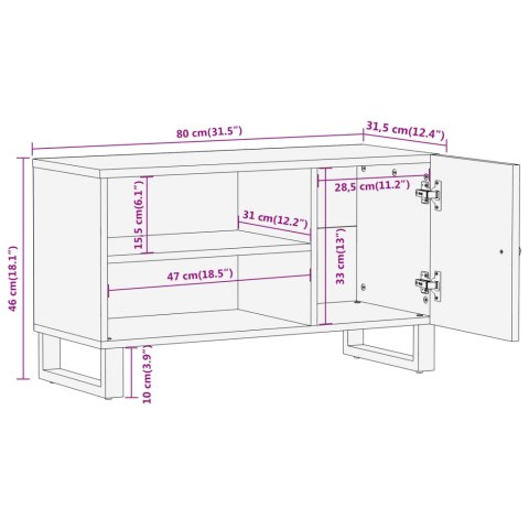  Szafka pod TV, brązowo-czarna 80x31,5x46 cm, lite drewno mango