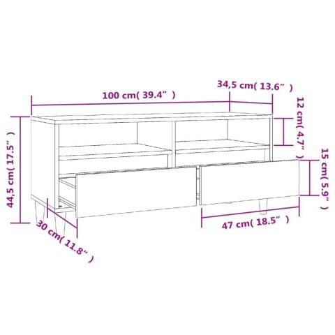  Szafka pod TV, czarna, 100x34,5x44,5cm, materiał drewnopochodny