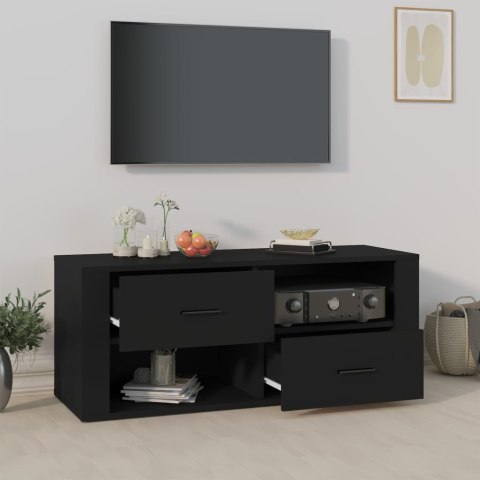  Szafka pod TV, czarna, 100x35x40 cm, materiał drewnopochodny