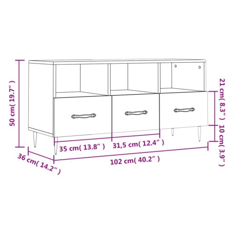  Szafka pod TV, czarna, 102x36x50 cm, materiał drewnopochodny