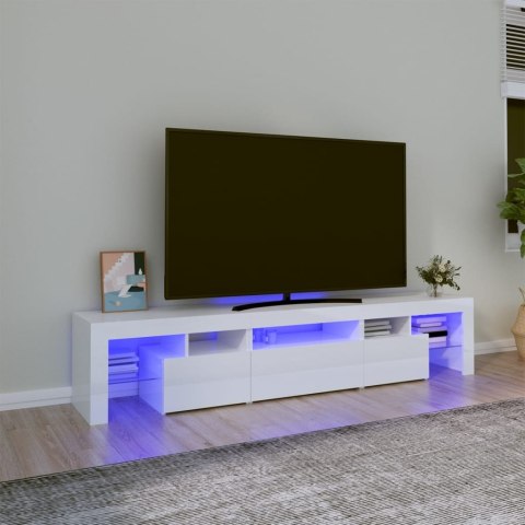  Szafka pod TV z oświetleniem LED, biała 200x36,5x40 cm