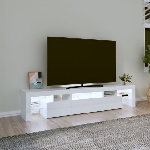  Szafka pod TV z oświetleniem LED, biała 200x36,5x40 cm