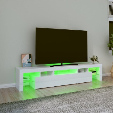  Szafka pod TV z oświetleniem LED, biała 200x36,5x40 cm