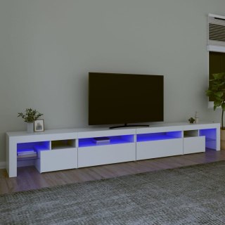  Szafka pod TV z oświetleniem LED, biała, 290x36,5x40 cm