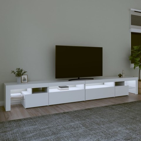  Szafka pod TV z oświetleniem LED, biała, 290x36,5x40 cm