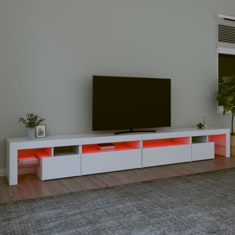  Szafka pod TV z oświetleniem LED, biała, 290x36,5x40 cm