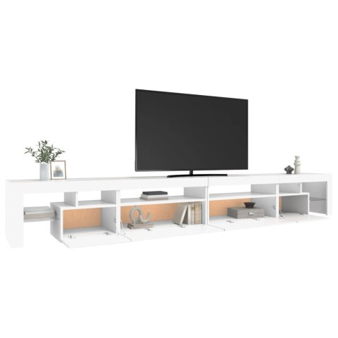  Szafka pod TV z oświetleniem LED, biała, 290x36,5x40 cm