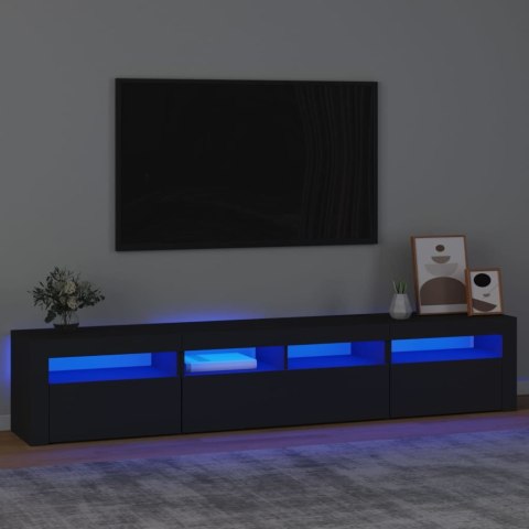  Szafka pod TV z oświetleniem LED, czarna, 210x35x40 cm