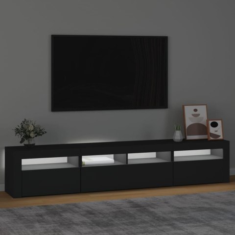  Szafka pod TV z oświetleniem LED, czarna, 210x35x40 cm