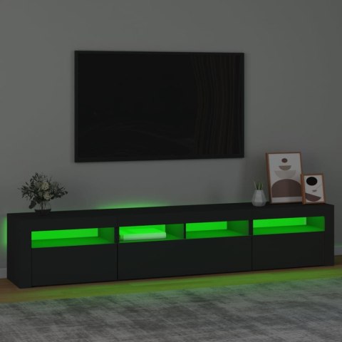  Szafka pod TV z oświetleniem LED, czarna, 210x35x40 cm