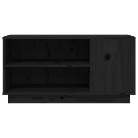  Szafka pod TV, czarna, 80x35x40,5 cm, lite drewno sosnowe