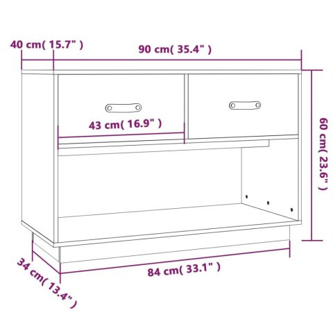  Szafka pod TV, czarna, 90x40x60 cm, lite drewno sosnowe