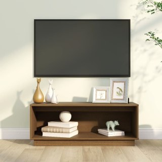  Szafka pod TV, miodowy brąz, 90x35x35 cm, lite drewno sosnowe