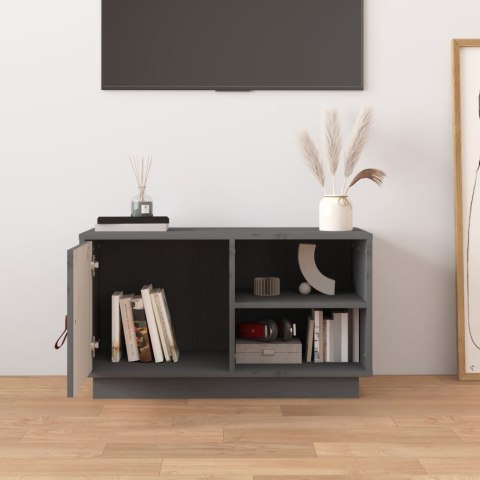  Szafka pod TV, szara, 70x34x40 cm, lite drewno sosnowe