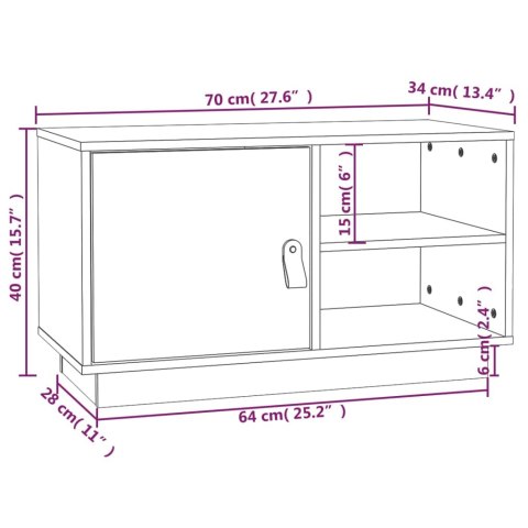  Szafka pod TV, szara, 70x34x40 cm, lite drewno sosnowe