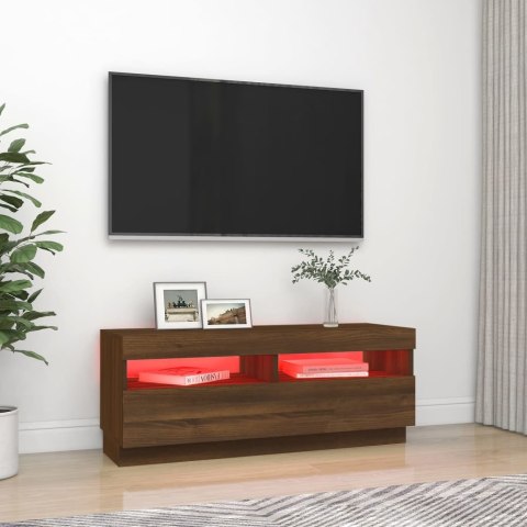  Szafka pod TV z oświetleniem LED, brązowy dąb, 100x35x40 cm