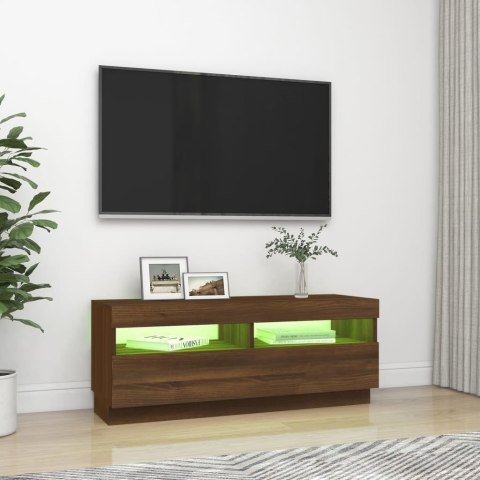  Szafka pod TV z oświetleniem LED, brązowy dąb, 100x35x40 cm