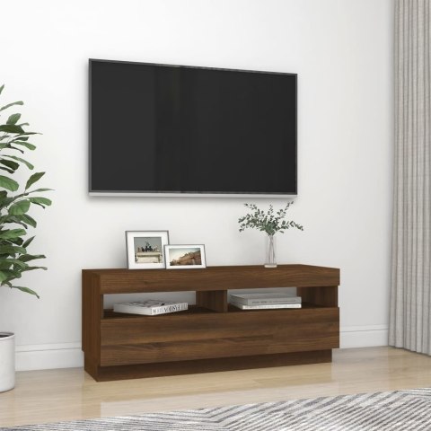  Szafka pod TV z oświetleniem LED, brązowy dąb, 100x35x40 cm