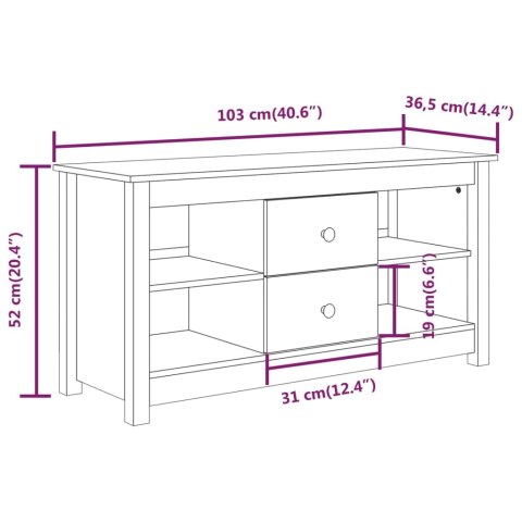  Szafka pod telewizor, czarna, 103x36,5x52 cm, drewno sosnowe