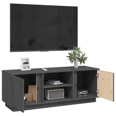  Szafka pod telewizor, szara, 110x35x40,5cm, lite drewno sosnowe