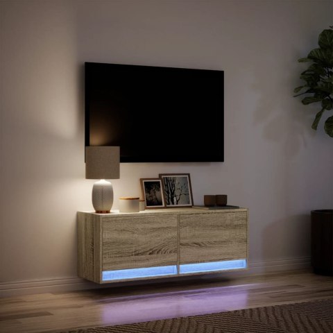  Ścienna szafka TV z LED, dąb sonoma, 100x31x35 cm