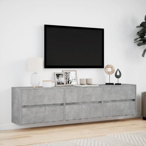  Ścienna szafka pod TV z LED, szarość betonu, 180x31x45 cm