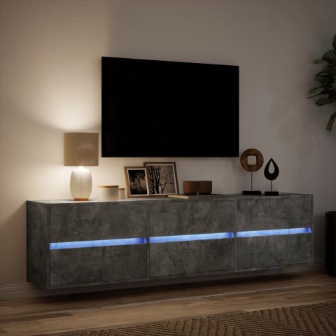  Ścienna szafka pod TV z LED, szarość betonu, 180x31x45 cm