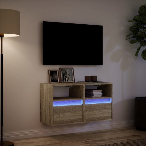  Ścienne szafki TV z LED, 2 szt., dąb sonoma, 41x31x45 cm