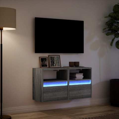  Ścienne szafki TV z LED, 2 szt., szary dąb sonoma, 41x31x45 cm