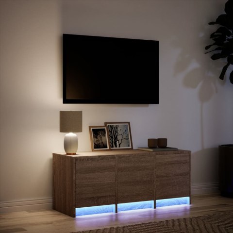  Szafka TV z LED, brązowy dąb, 97x34x40 cm