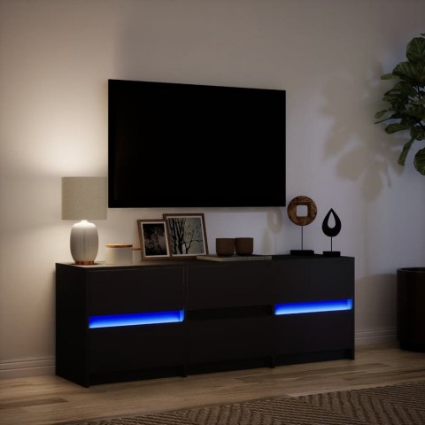  Szafka TV z LED, czarna, 140x34x50 cm, materiał drewnopochodny