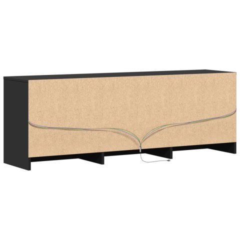  Szafka TV z LED, czarna, 140x34x50 cm, materiał drewnopochodny