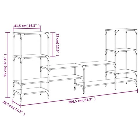  Szafka pod TV, czarna, 206,5x28,5x95 cm